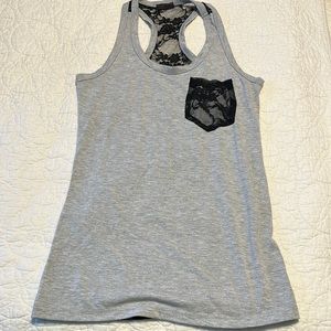 Candy Rain Tank Top. Lace Accent, Size M.